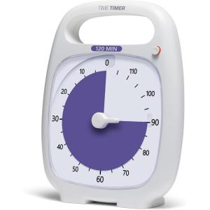 imageTIME TIMER PLUS 120 Minute Desk Visual Timer Countdown Timer with Portable Handle for Classroom Office Homeschooling Study Tool with Silent Operation White120 Minutes