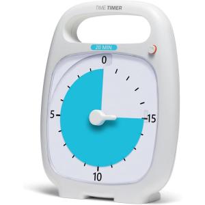 imageTIME TIMER PLUS 120 Minute Desk Visual Timer Countdown Timer with Portable Handle for Classroom Office Homeschooling Study Tool with Silent Operation White20 Minutes