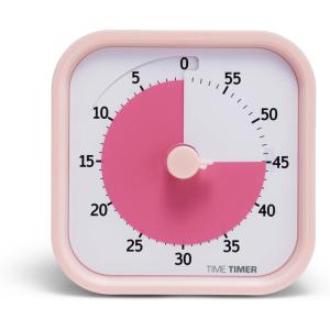 imageTime Timer Home MOD  60 Minute Kids Visual Timer Home Edition  For Homeschool Supplies Study Tool Timer for Kids Desk Office Desk and Meetings with Silent Operation Cotton Ball WhitePeony Pink