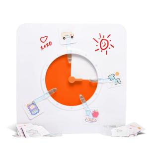 imageVisual Schedule Package  8inch 60 Minute Visual Routine Timer with Dry Erase Board PECS Cards and Whiteboard Marker  for Kids Desk Classroom Home and Routines Orange